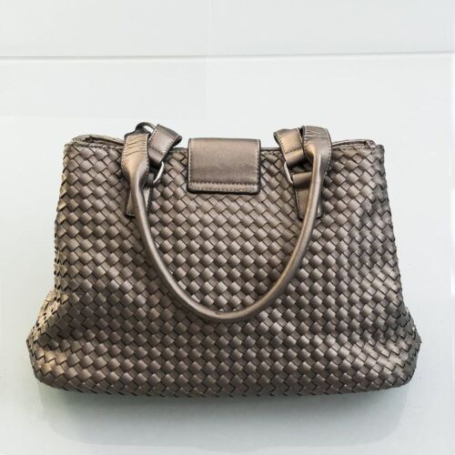 CHRISTIAN LACROIX - VINTAGE Women's Woven Satchel Handbag- Metallic Bronze - Picture 3 of 15