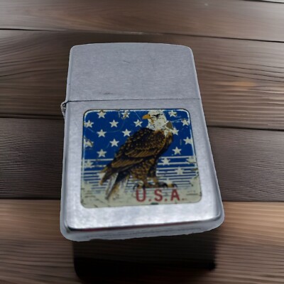 VTG Zippo lighter Bald Eagle USA Silver Tone