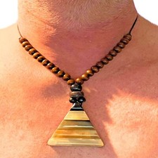 Collana con ciondolo in osso da uomo donna catenina regolabile etnica indiana