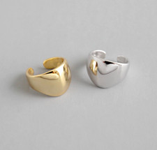 S925 Sterling Silver Gold Silver Plain High Polished Clip on Ear Cuffs