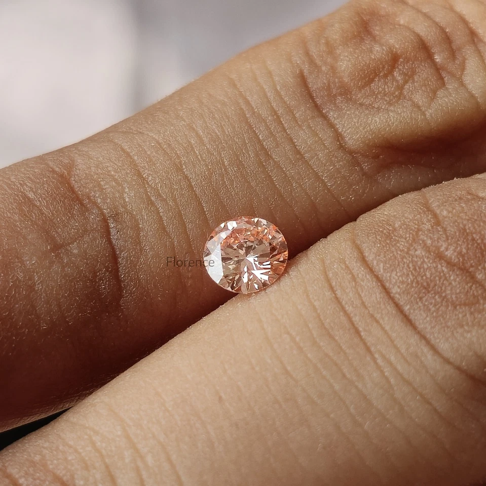 Certified Lab-Grown Round Cut 0.45CT Peach-Pink Diamond Lab-Grown CVD Diamond - Image 3 of 4