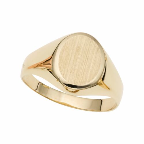 14k Gelbgold Oval Scheibe Signet Damen Ring, 7 - Afbeelding 1 van 4