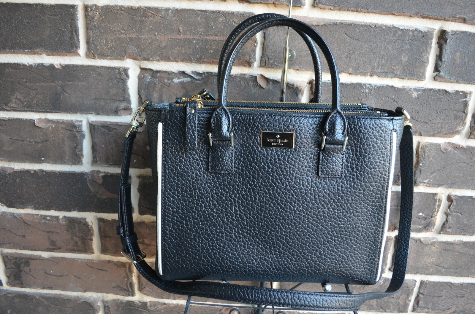 NWT $378 Kate Spade Marga Prospect Place Pebble Leather Satchel Tote black