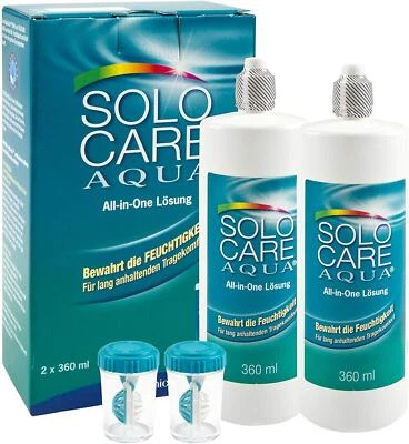 MENICON SOLO CARE AQUA® - Aufbewahrungslösung für weiche Kontaktlinsen - 2x 360 ml NEU