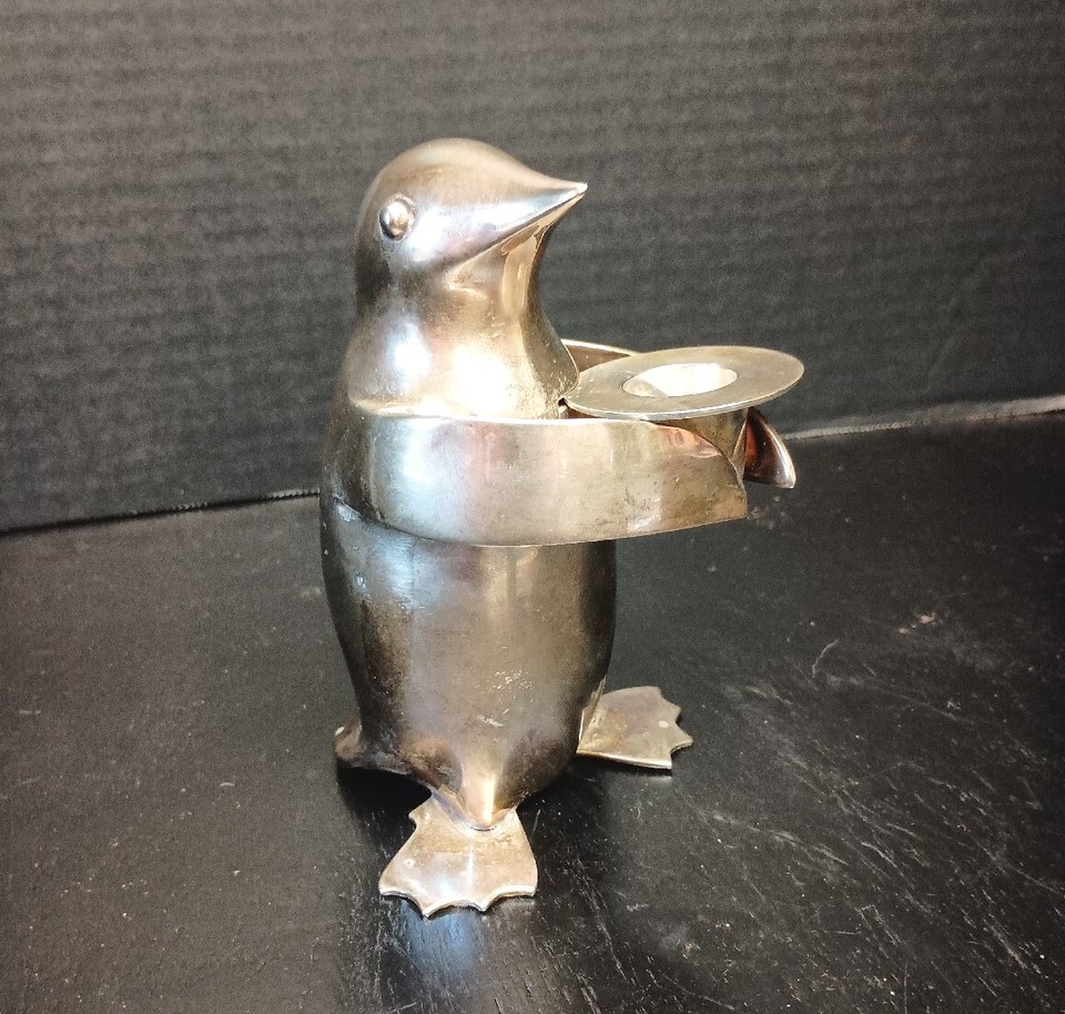 Vintage Art Deco Silver Penguin Candle Holder Restoration Hardware eBay