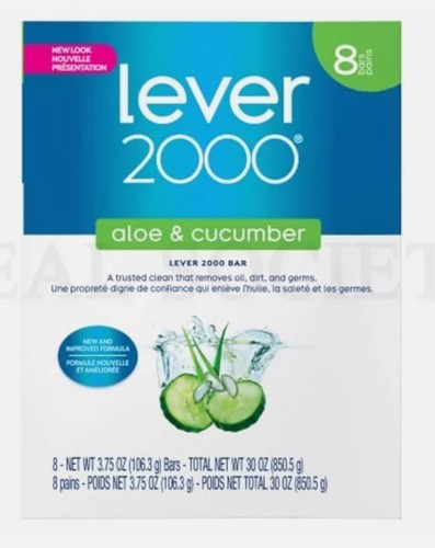 Lever 2000 Refreshing Bar Soap With Aloe & Cucumber 3.75oz 8 Count Each Lot of 2 - 第 2/7 張圖片