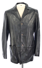 Jane Norris Black Blazer Style Leather Jacket UK 40 Made in England Vintage