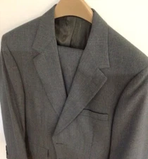 Mens Private Label Wilson’s Wool Blend Vintage Dk Gray Stripe Suit 39S  34” 27.5
