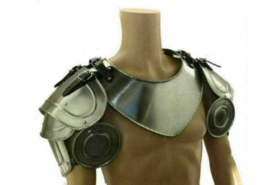 Paar Pauldrons W / Ringkragen Solid Stahl Schulter Handgefertigt Tragbare Armor