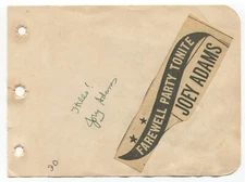 Joey Adams Signed Album Page 1950's Autograph Actress Comedian