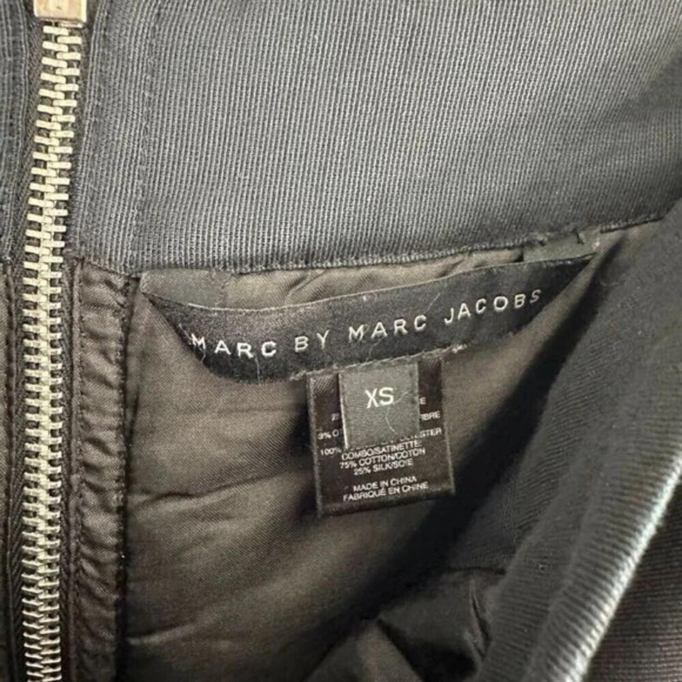 Falda Marc By Marc Jacobs Línea A Lana Seda Hasta la Rodilla Negra Talla Extra Pequeña Foto 4 de 4