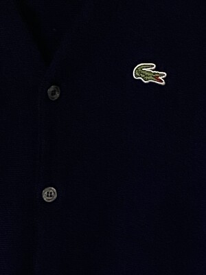 Vintage 70s 80s Izod Lacoste Navy Blue Knit Orlon Sweater Cardigan 