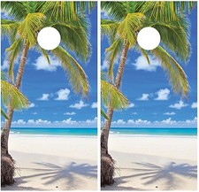 Beach Palm Tree Cornhole Board Decal Wrap Wraps