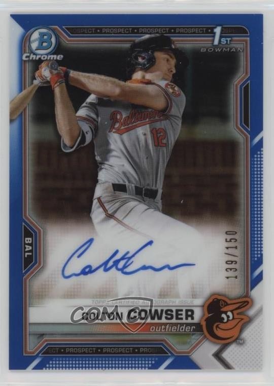 2021 Bowman Draft Chrome Pick Blue Refractor /150 Colton Cowser #CDA-CC Auto 5h0