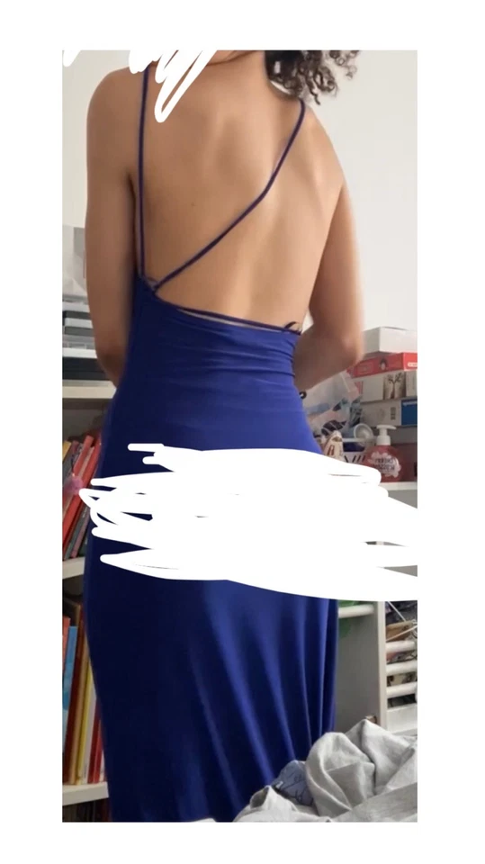 Robe longue bleue électrique Pull&Bear - Beau Dos nu & Fente - XS / 34 - Photo 3/4