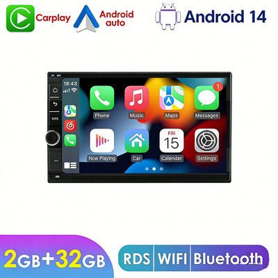 Double DIN 7'' Multimedia Android Auto CarPlay Car Stereo Radio GPS Navi HeadUnit