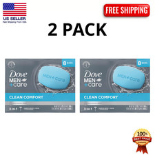 Dove Men Care Body Face Bar Mild Formula Clean Comfort 3.75 oz 8 Bars, 2 Pack