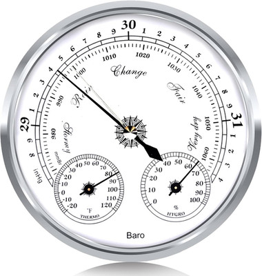 Outdoor Barometer Thermometer Hygrometer - 5In Weather Station, Home Wall, Fishi