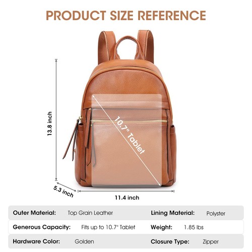 Genuine Leather Backpack Purse for Women Multi-functional Elegant Daypack Sof... - Picture 3 of 7
