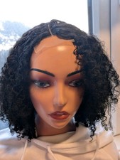 12 Inches Curly Bounce Human Hair Blend Full Wig,  Natural Black wig, Women Gift