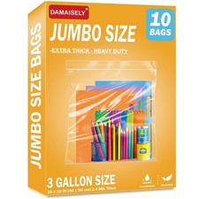 3 Gallon Large Zipper Bags for Storage, 16" x 19" 10 Count 