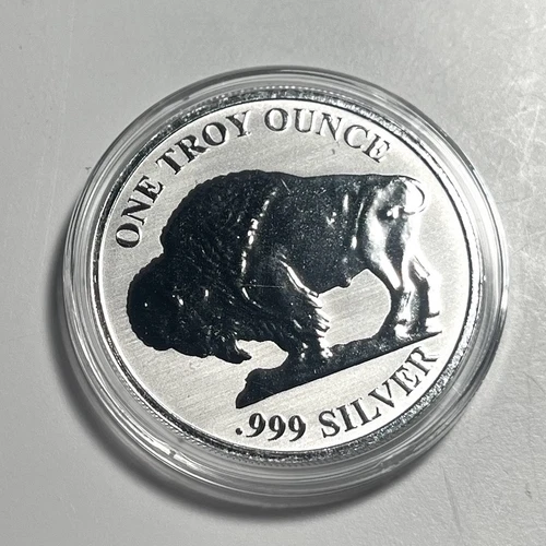 1Oz Fine Silver .999 Reverse Proof Buffalo Indian Round Bullion Asahi In Capsule - Picture 3 of 4