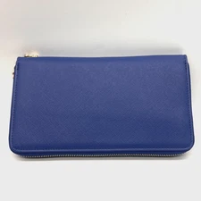 Chelmon Blue/Metallic Gold Wristlet Zip Around Wallet 8”X4.5”