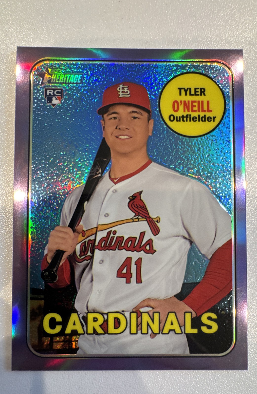 2018 Topps Heritage High Number - Tyler O'Neill #THC-612 Chrome Purple Refractor