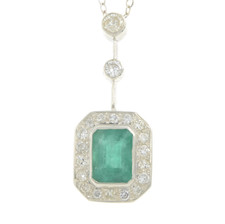 Emerald and diamond set cluster pendant with Paperwork with Valuation £9100