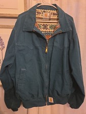 Vtg Rare 1994 Carhartt Western Teal Jacket JS2055 Made In USA Sheet Lined 2XL