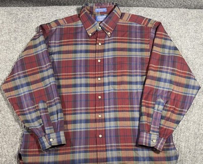 Sir Pendleton Shirt Mens Large Plaid Worsted Wool Button Up Long Sleeve Blue Red