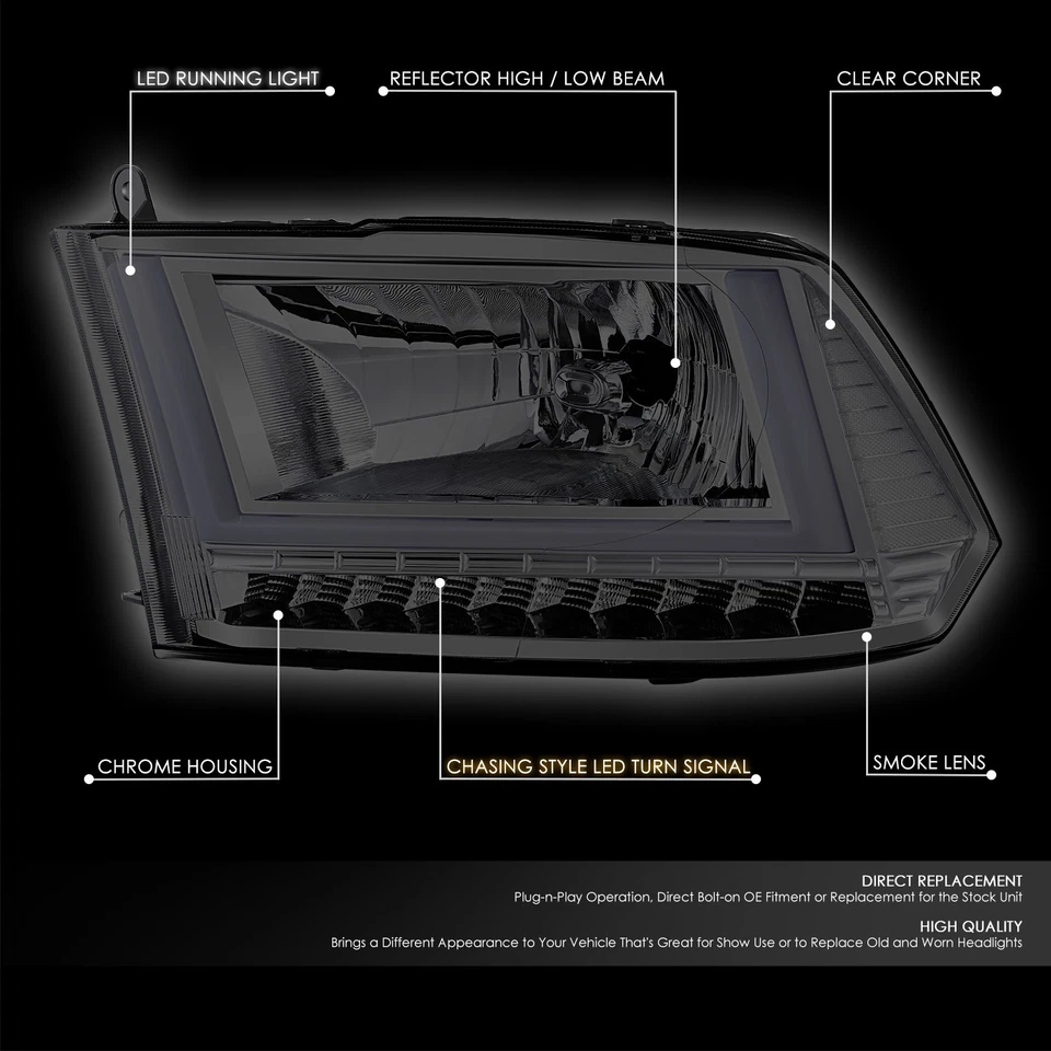 Faróis de seta sequenciais U-LED DRL fumê/claro RAM 1500 2009-2014 - Imagem 2 de 4