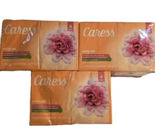12 Caress Daily Silk Beauty Bar Soap - White Peach & Orange Blossom - 3 x 4 Bars