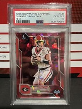2025 Bowman Chrome University Sapphire Gunner Stockton 1st RC Red #4/5 PSA 10