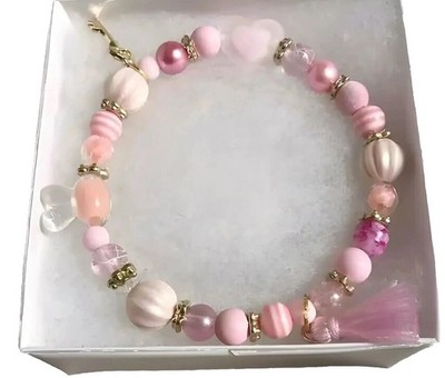 New  Pink Bead Bracelet Cute New US Seller Hurry! 1 Available.