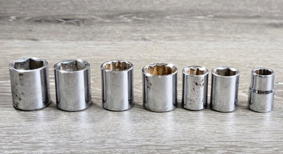 #ad Assorted Husky 7 Piece Socket Set Chrome Finish Mixed Sizes USA $14.25