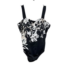 NWT Swimsuit For All Women's Black  White Floral One Piece Swimsuit Size 20