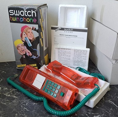 Swatch Twinphone (1980er) - Transparentes Design, originalverpackt, Memphis-Stil