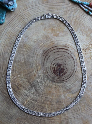 Sterling Silver Woven Choker Necklace 16.5" Taxco Mexico