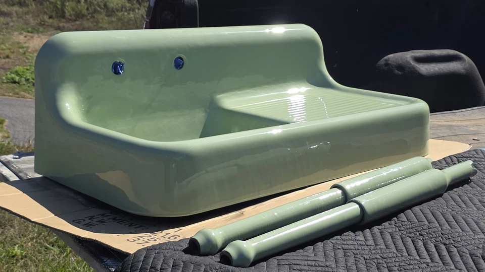 Fregadero antiguo vintage de porcelana de hierro fundido 21/04/1965 I 3540 18 Foto 2 de 4