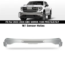Front Bumper Face Bar For 2022-2025 GMC Sierra 1500 Steel Chrome W/ Sensor Hole