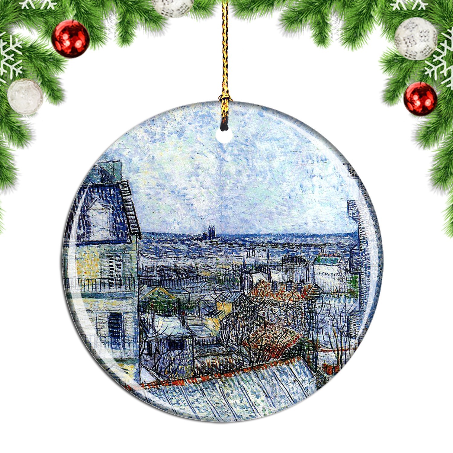 Van Gogh View of Paris From Vincent'S Ro Christmas ornament city travel souvenir