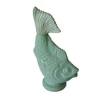 Vtg  Avon Jadeite Green Milk Glass Koi Gold Fish Bath Oil Bottle 5 Fl oz Empty