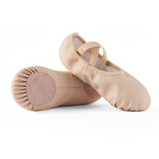 DyingSwan Toddler Ballet Shoes for Girls, Soft Leather 7 Toddler, Beige