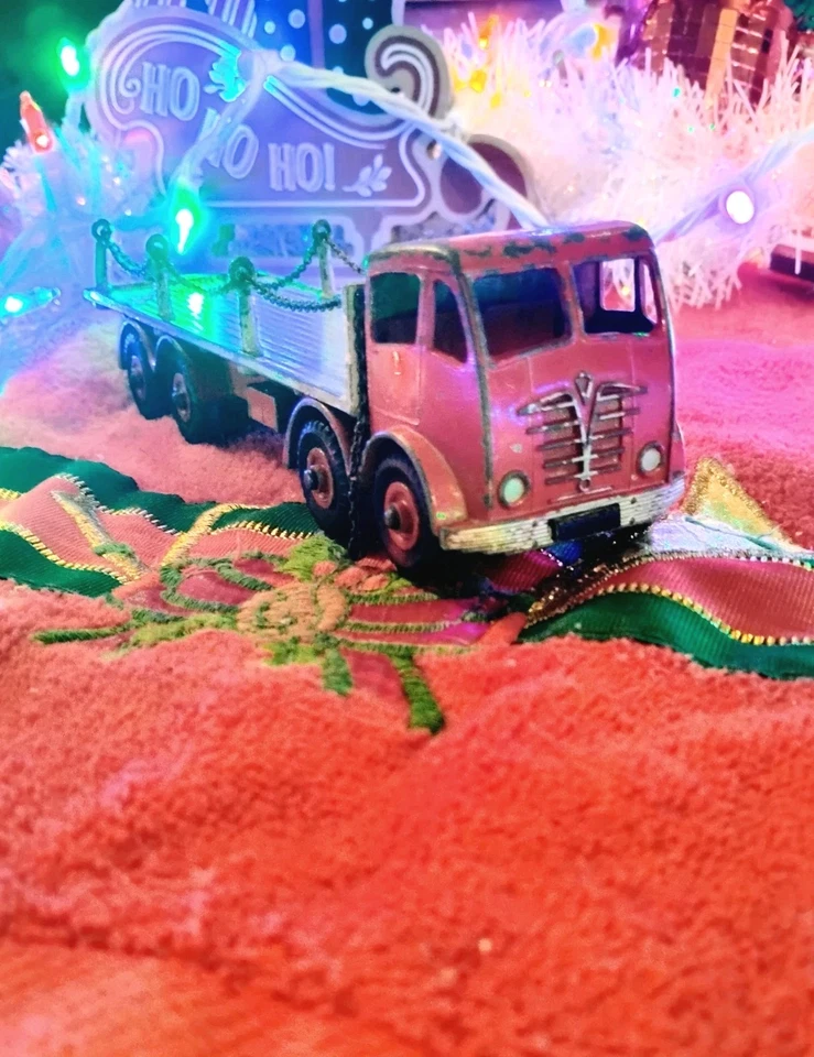 Camión de plataforma plana Dinky Supertoys 905 de colección vagón de 8 ruedas cadena roja/blanca Foto 3 de 4