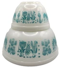 Set of 2 VTG Pyrex Mixing Bowls Butterprint Amish 403/401 Turquoise Blue White