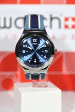 New Swiss Swatch LImited Edition Irony BLUORA Blue Gray 41MM Stainless Steel Cas