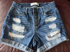 Mudd FLX Stretch High-Rise Distressed Denim Shorts Size 3 EUC