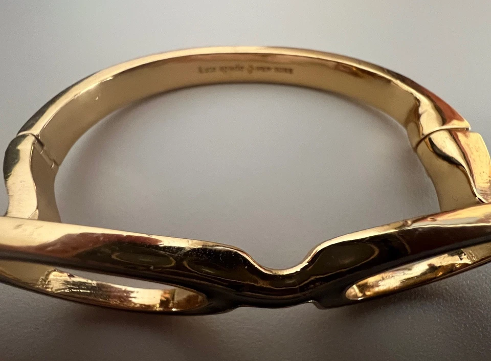 KATE SPADE Black Enamel Goreski Eyeglass Lookout Gold Plated Bangle Bracelet - Image 2 of 3