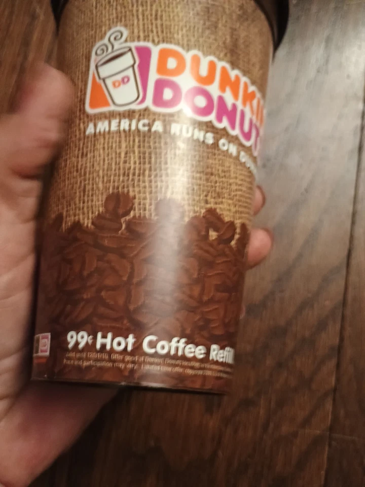 Vaso de recarga Dunkin Donuts 2010 marrón 99 centavos taza de café tazas Capitol EE. UU. Foto 4 de 4